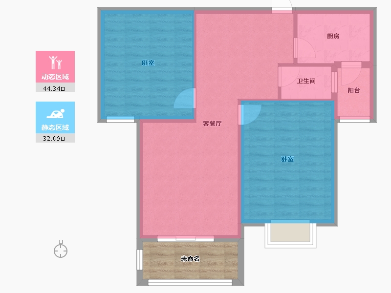 湖北省-黄石市-金谷美地-74.69-户型库-动静分区