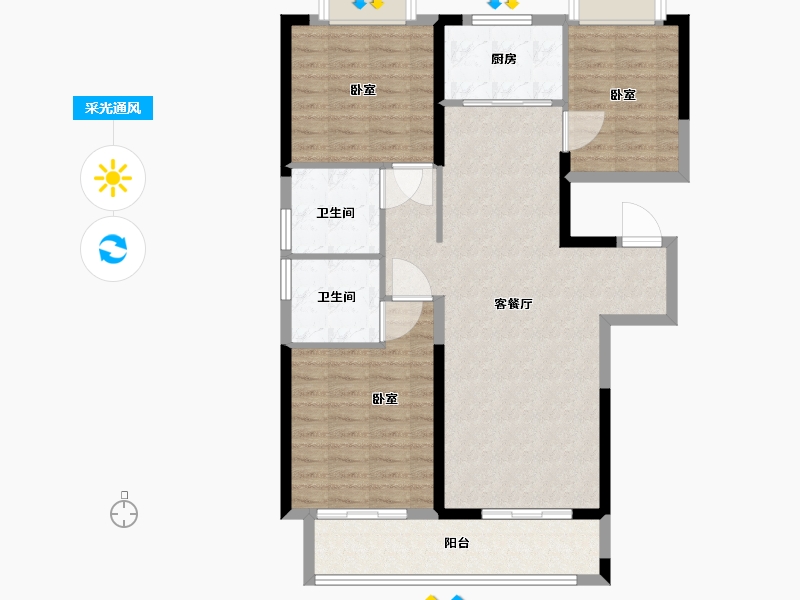 湖北省-武汉市-融创澜岸大观-94.00-户型库-采光通风