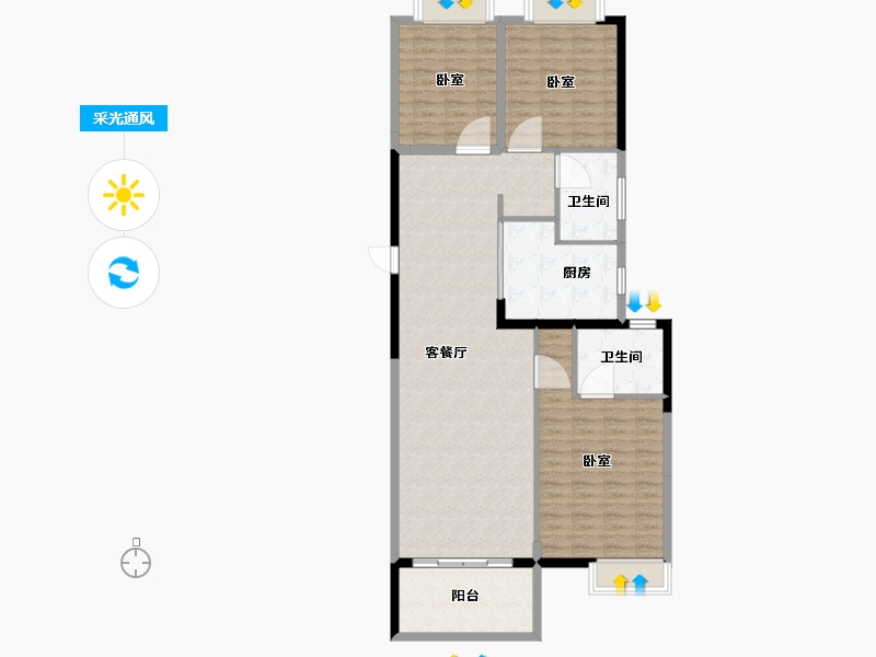 湖北省-武汉市-纽宾凯汉CITY-117.19-户型库-采光通风