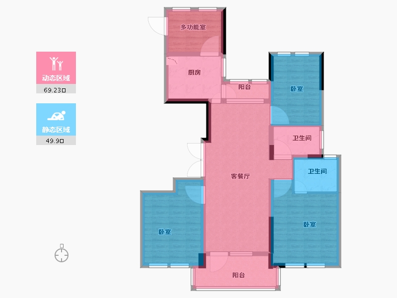 湖北省-襄阳市-宏泰中央公园-106.00-户型库-动静分区