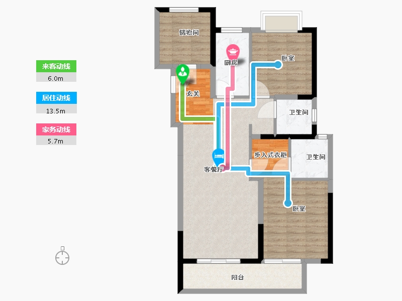 湖北省-武汉市-中粮祥云地铁小镇-90.00-户型库-动静线