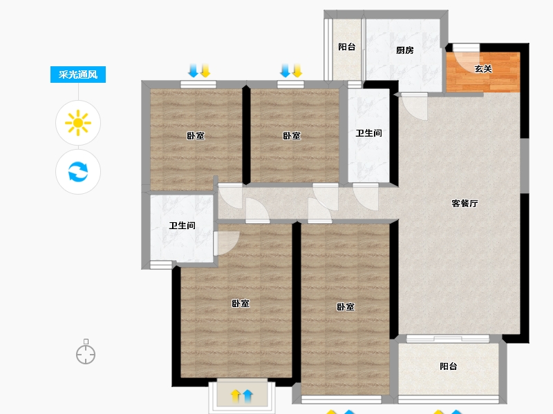 湖南省-岳阳市-友阿悦玺-97.73-户型库-采光通风