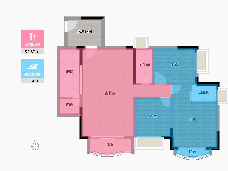 广东省-广州市-莱茵水岸-90.49-户型库-动静分区