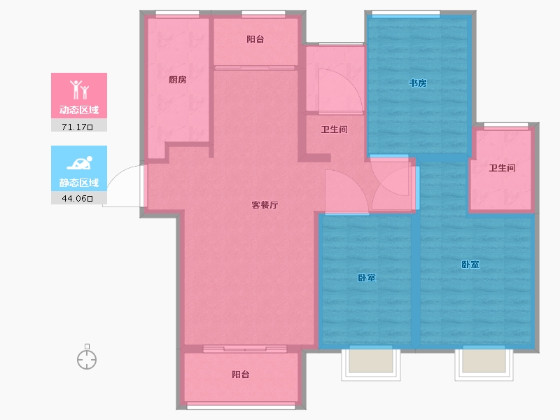 山东省-烟台市-烟台莱山宝龙广场-103.85-户型库-动静分区