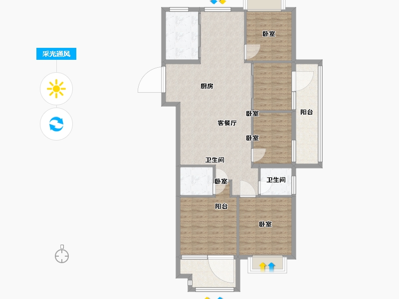 湖北省-黄石市-黄石当代满堂悦MOMΛ-112.00-户型库-采光通风