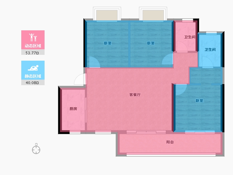 广东省-惠州市-海伦堡海伦源筑-85.04-户型库-动静分区