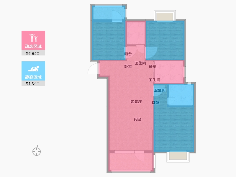 湖北省-黄石市-黄石当代满堂悦MOMΛ-98.00-户型库-动静分区