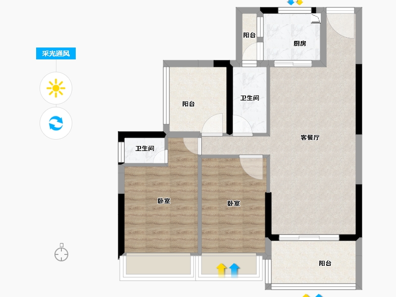 广东省-江门市-君豪国际-71.46-户型库-采光通风