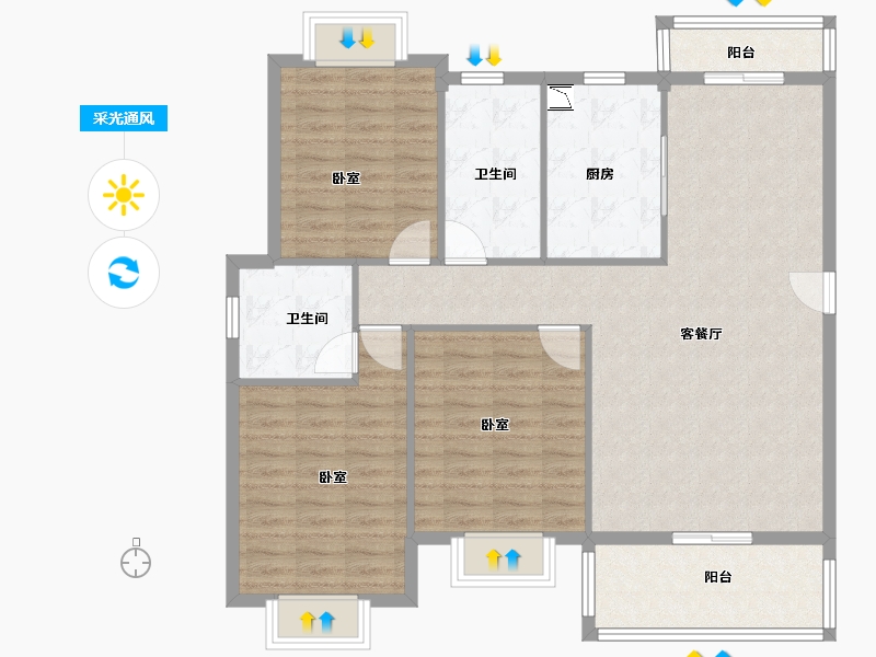 湖北省-孝感市-凤凰新城3期-111.63-户型库-采光通风