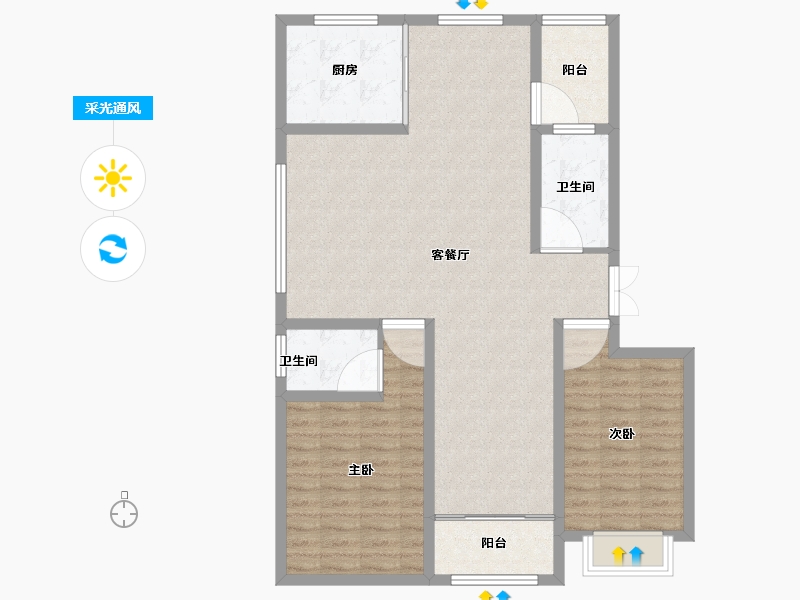 山东省-威海市-世昌名都-101.99-户型库-采光通风