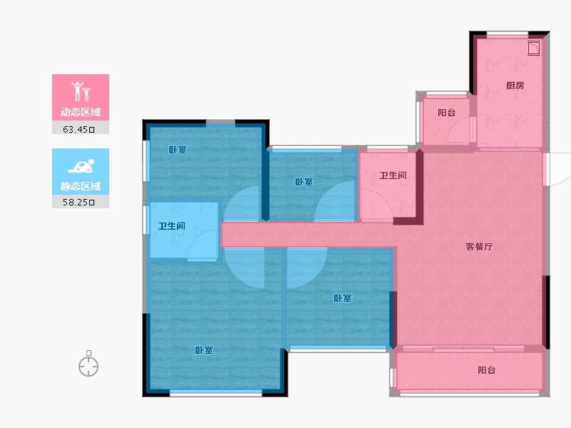 湖北省-襄阳市-襄阳恒大翡翠珑庭-110.30-户型库-动静分区