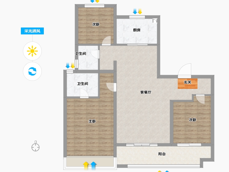 山东省-淄博市-云星齐都御园-100.00-户型库-采光通风