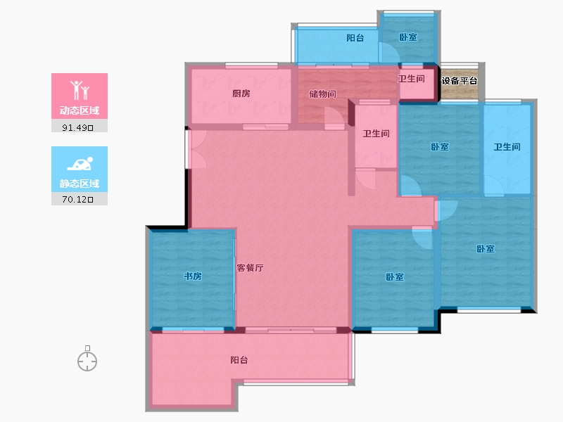 湖北省-十堰市-楚天都市熙园-148.40-户型库-动静分区