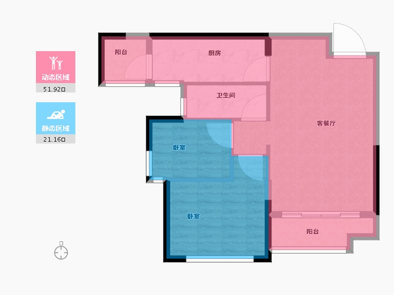 湖北省-襄阳市-襄阳恒大翡翠珑庭-65.88-户型库-动静分区