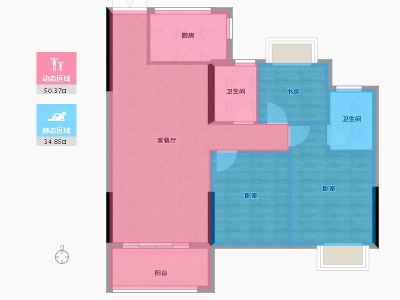 湖北省-黄冈市-君合御景城-76.95-户型库-动静分区