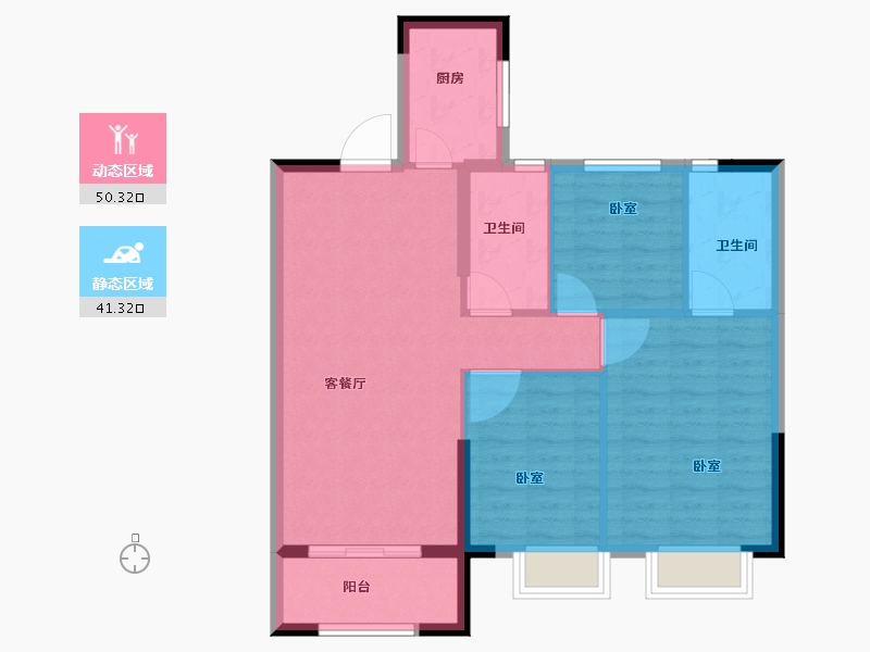 湖北省-孝感市-海达天龙府邸-83.00-户型库-动静分区