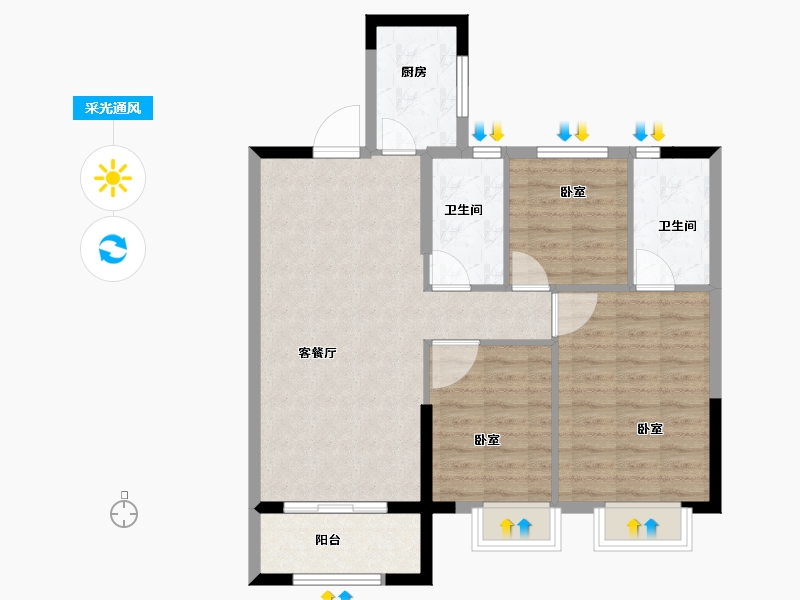 湖北省-孝感市-海达天龙府邸-83.00-户型库-采光通风