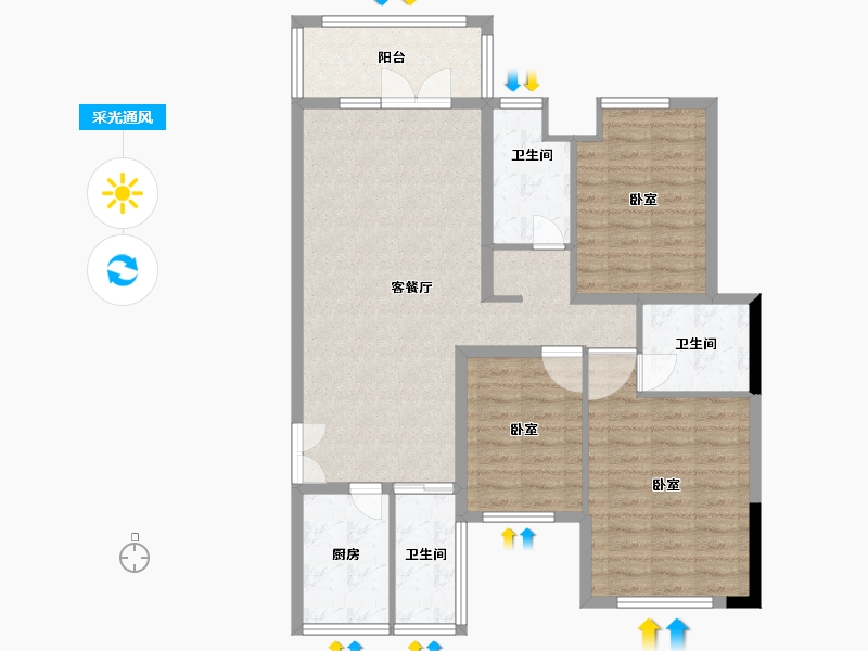 湖北省-宜昌市-领秀龙城-102.00-户型库-采光通风