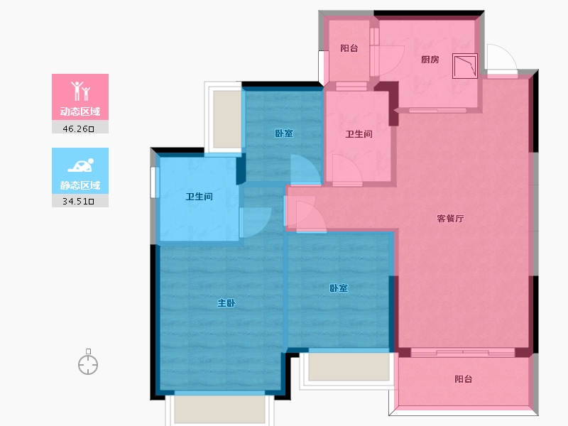 广东省-惠州市-惠东恒大雅苑-71.79-户型库-动静分区