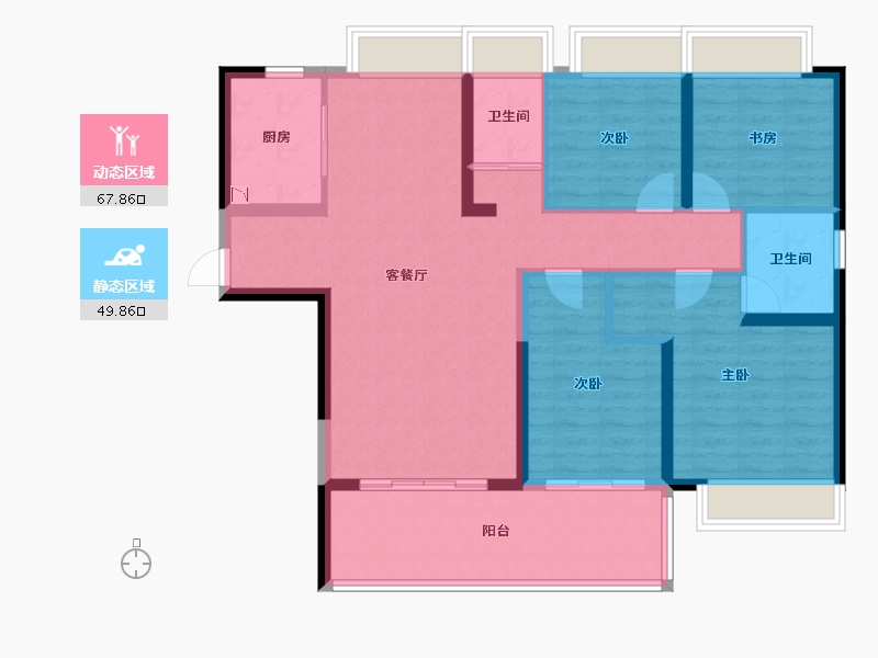 湖南省-株洲市-碧桂园翘楚棠-105.68-户型库-动静分区