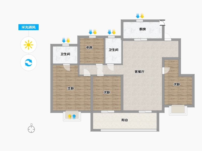 山东省-临沂市-金樾门第-111.00-户型库-采光通风