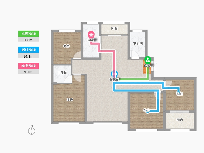 山东省-淄博市-民泰龙泰贵府-114.71-户型库-动静线