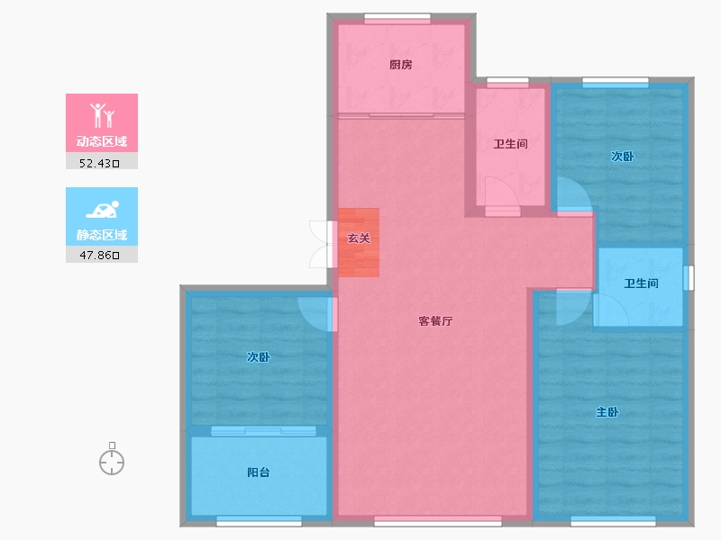 山东省-淄博市-民泰龙泰贵府-90.47-户型库-动静分区