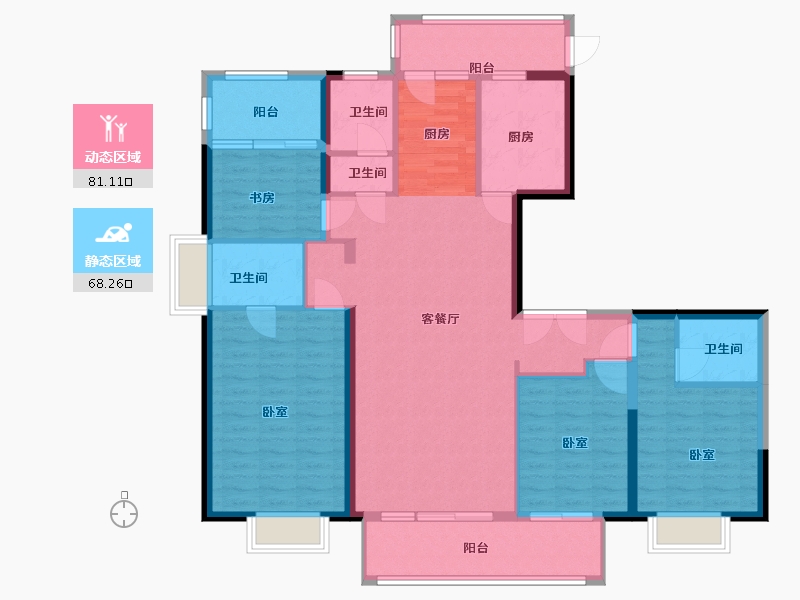 湖南省-岳阳市-祥源城市之光-135.00-户型库-动静分区