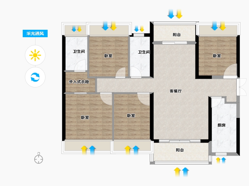 广东省-广州市-保利葉公馆-108.00-户型库-采光通风