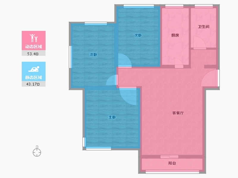 山东省-淄博市-宁宇富城花苑-85.99-户型库-动静分区