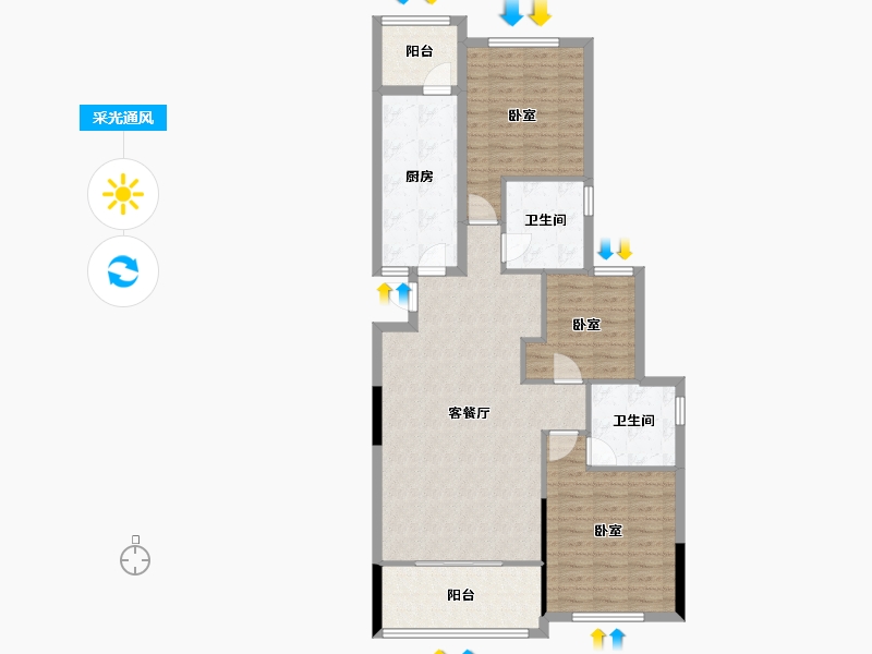 湖南省-株洲市-恒大林溪郡-106.02-户型库-采光通风