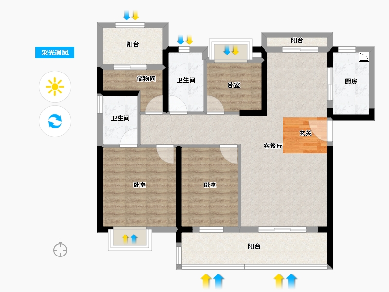 湖北省-孝感市-金辉城-95.48-户型库-采光通风