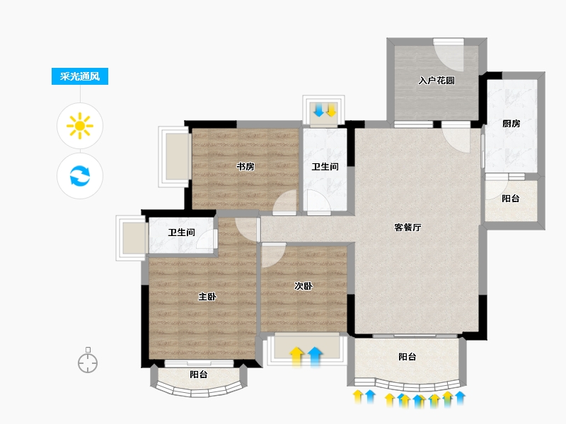 广东省-广州市-莱茵水岸-90.33-户型库-采光通风