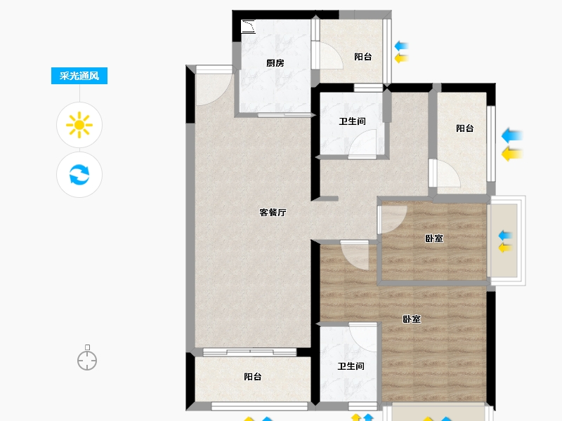 广东省-江门市-越秀天悦文华-73.72-户型库-采光通风