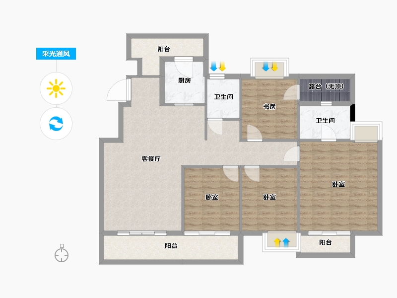 湖北省-武汉市-联投梓山郡-118.07-户型库-采光通风