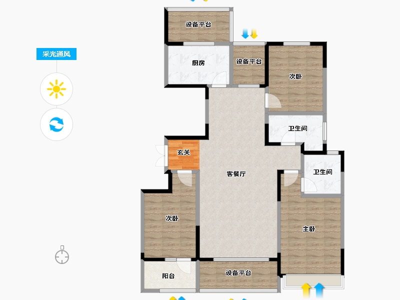 山东省-淄博市-橡树黄金城-111.00-户型库-采光通风