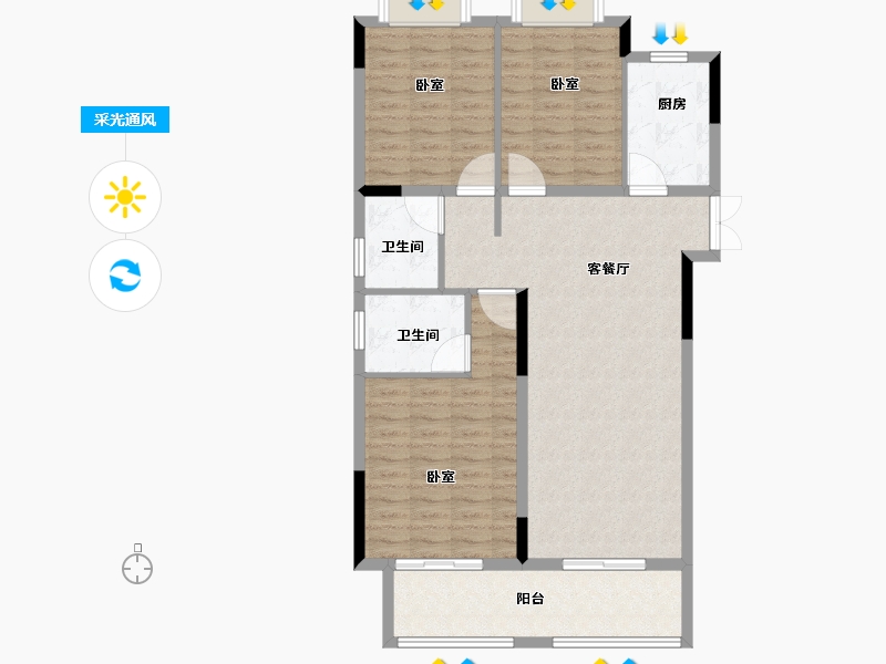 湖北省-孝感市-佳磐瑞府-101.29-户型库-采光通风