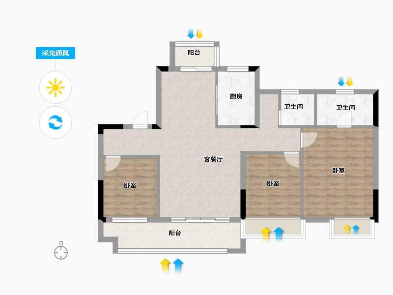 湖北省-黄冈市-武穴铜锣湾广场-94.99-户型库-采光通风