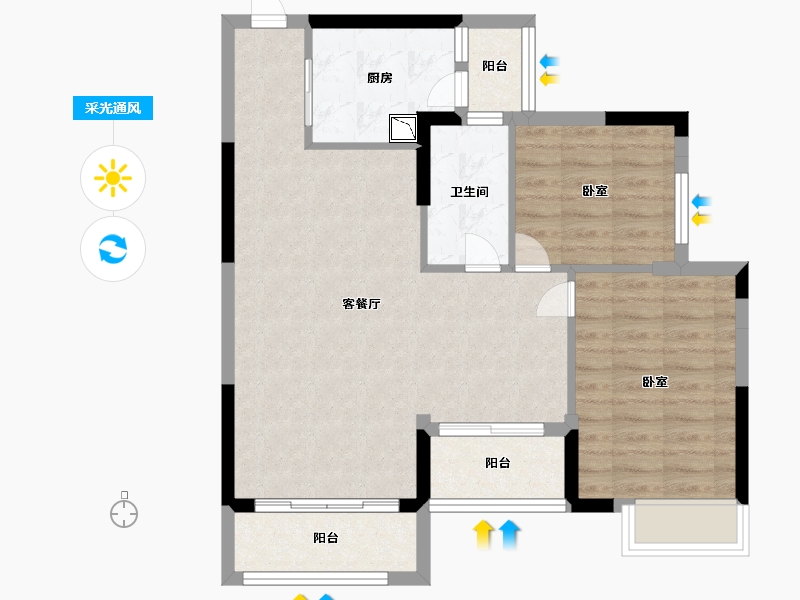 广东省-广州市-合汇学府名郡-74.00-户型库-采光通风