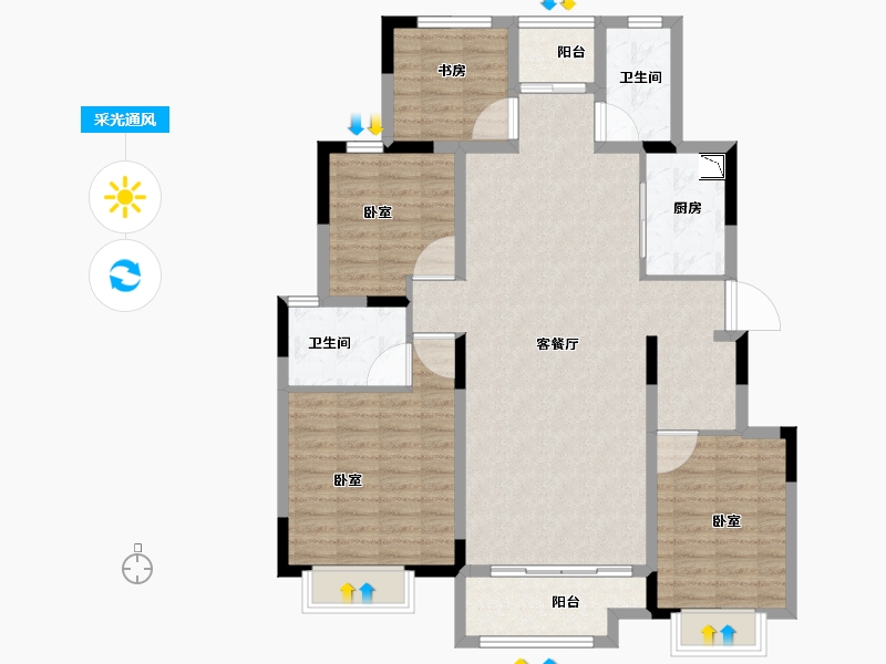 河南省-商丘市-华地美·华安府-114.44-户型库-采光通风