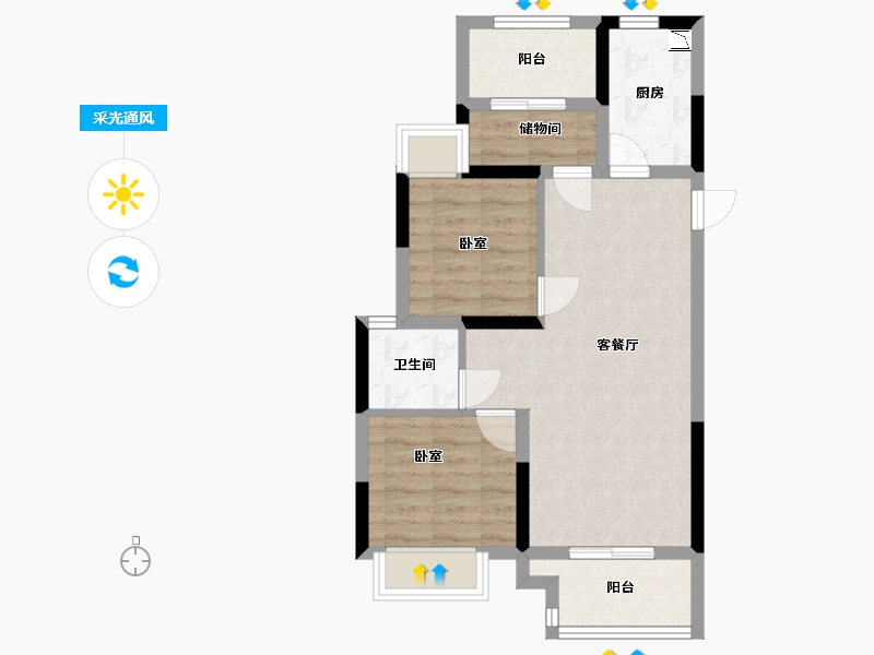 湖北省-孝感市-金辉城-59.26-户型库-采光通风