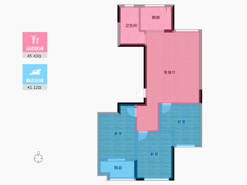 山东省-潍坊市-德润•兰庭-76.53-户型库-动静分区