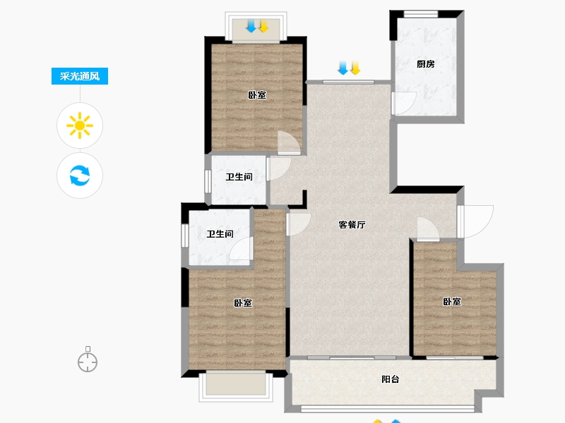 湖南省-常德市-桂发御园-98.61-户型库-采光通风