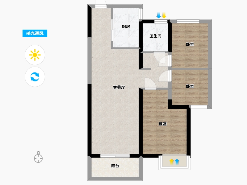 湖北省-武汉市-北辰经开优+-70.00-户型库-采光通风