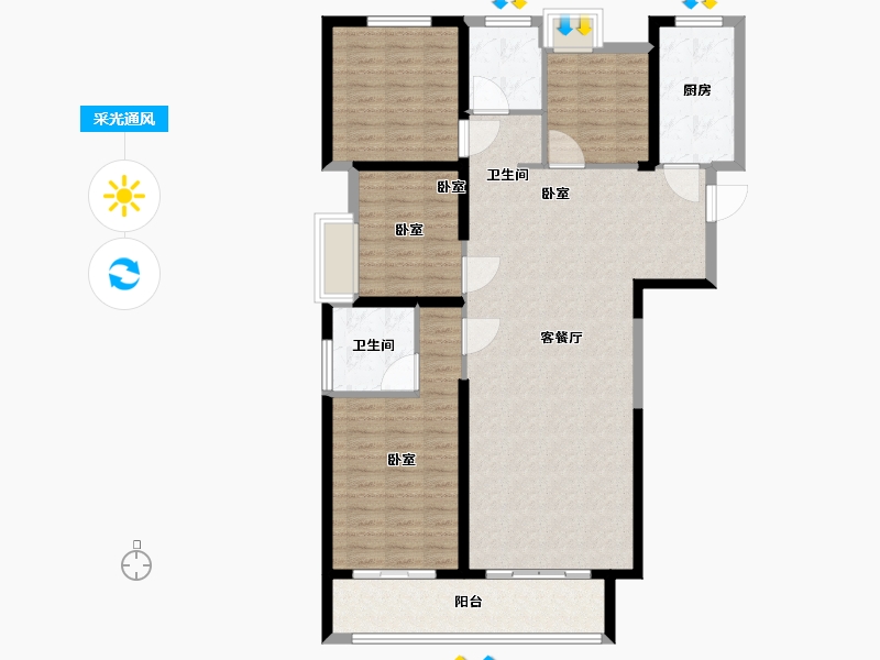 湖北省-武汉市-纽宾凯汉CITY-118.00-户型库-采光通风