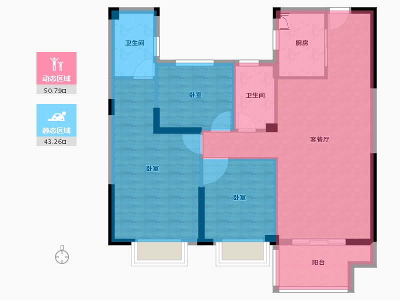 湖北省-黄冈市-嘉华智慧城-84.32-户型库-动静分区