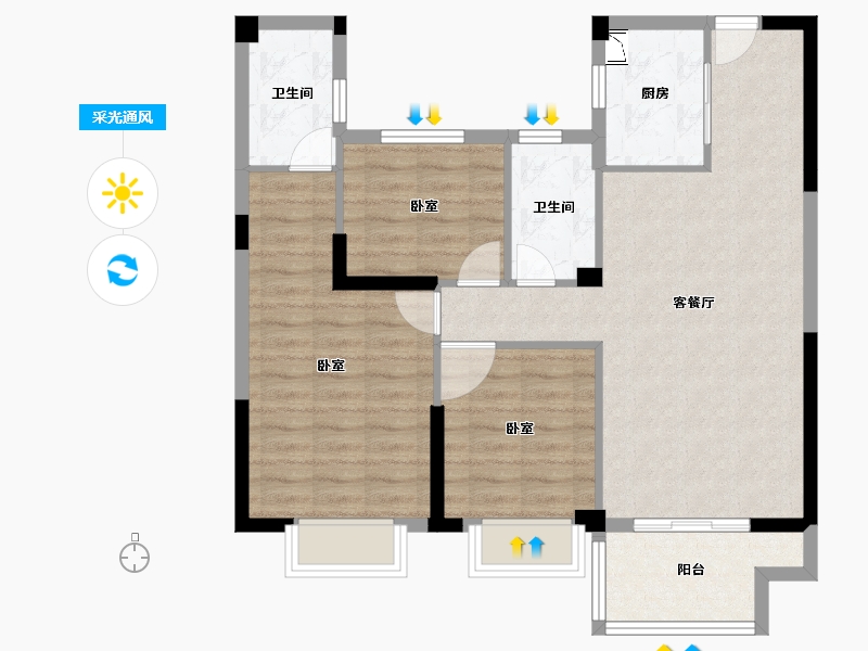 湖北省-黄冈市-嘉华智慧城-84.32-户型库-采光通风