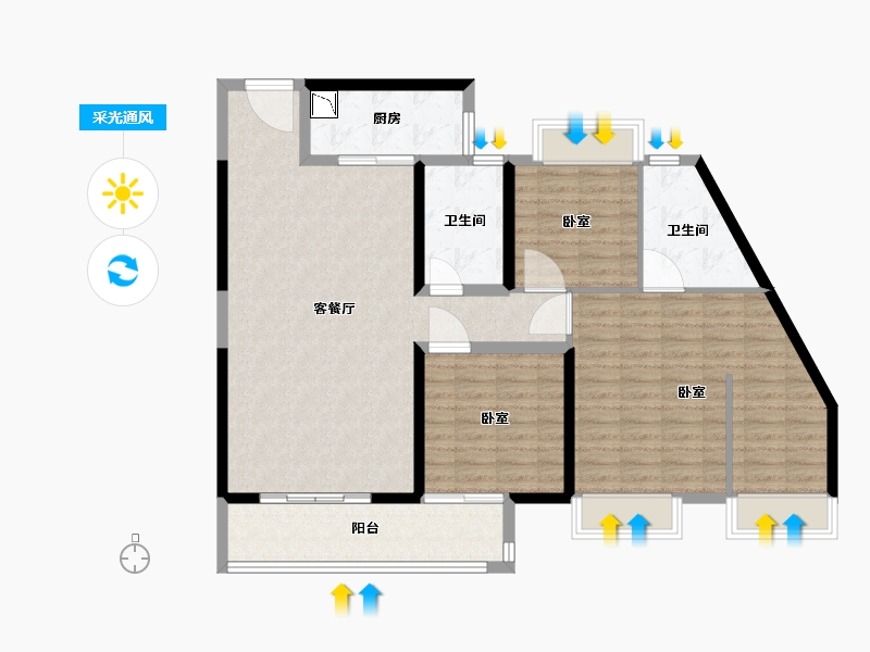 湖北省-武汉市-汉阳城二期云顶-112.66-户型库-采光通风