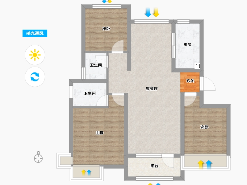 山东省-淄博市-南益名士华府-78.46-户型库-采光通风