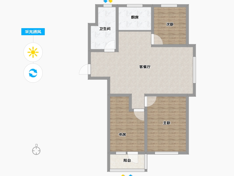 山东省-淄博市-冠博兰亭苑-101.99-户型库-采光通风